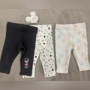 Baby girl leggings bundle 3 pair Disney Mickey Mouse 0-3m